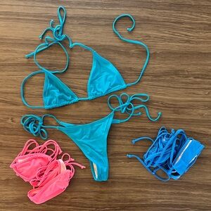 Blue and Pink Women's Bikini Set